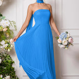 Amélia | Vestido de dama de honor chiffon evasê pregas