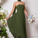Amélia | Vestido de dama de honor chiffon evasê pregas