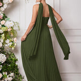 Amélia | Vestido de dama de honor chiffon evasê pregas