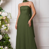 Amélia | Vestido de dama de honor chiffon evasê pregas