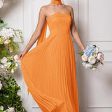 Amélia | Vestido de dama de honor chiffon evasê pregas