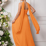 Amélia | Vestido de dama de honor chiffon evasê pregas
