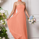Amélia | Vestido de dama de honor chiffon evasê pregas