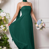 Amélia | Vestido de dama de honor chiffon evasê pregas