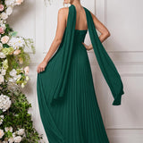 Amélia | Vestido de dama de honor chiffon evasê pregas