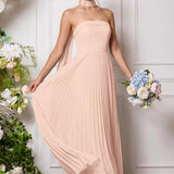 Amélia | Vestido de dama de honor chiffon evasê pregas