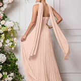 Amélia | Vestido de dama de honor chiffon evasê pregas