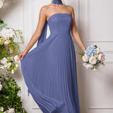 Amélia | Vestido de dama de honor chiffon evasê pregas