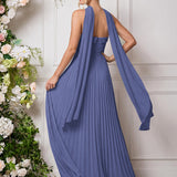 Amélia | Vestido de dama de honor chiffon evasê pregas
