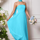Amélia | Vestido de dama de honor chiffon evasê pregas