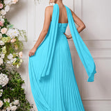 Amélia | Vestido de dama de honor chiffon evasê pregas