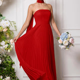 Amélia | Vestido de dama de honor chiffon evasê pregas