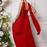 Amélia | Vestido de dama de honor chiffon evasê pregas