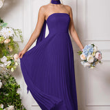 Amélia | Vestido de dama de honor chiffon evasê pregas