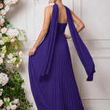 Amélia | Vestido de dama de honor chiffon evasê pregas