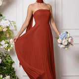 Amélia | Vestido de dama de honor chiffon evasê pregas