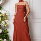 Amélia | Vestido de dama de honor chiffon evasê pregas