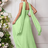 Amélia | Vestido de dama de honor chiffon evasê pregas