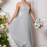 Amélia | Vestido de dama de honor chiffon evasê pregas