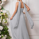 Amélia | Vestido de dama de honor chiffon evasê pregas