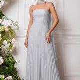 Amélia | Vestido de dama de honor chiffon evasê pregas
