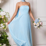 Amélia | Vestido de dama de honor chiffon evasê pregas
