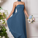 Amélia | Vestido de dama de honor chiffon evasê pregas