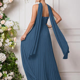 Amélia | Vestido de dama de honor chiffon evasê pregas