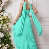 Amélia | Vestido de dama de honor chiffon evasê pregas