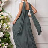 Amélia | Vestido de dama de honor chiffon evasê pregas