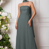 Amélia | Vestido de dama de honor chiffon evasê pregas