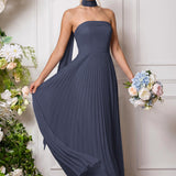 Amélia | Vestido de dama de honor chiffon evasê pregas