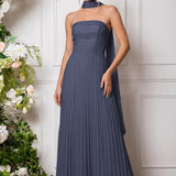 Amélia | Vestido de dama de honor chiffon evasê pregas