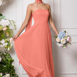 Amélia | Vestido de dama de honor chiffon evasê pregas