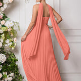 Amélia | Vestido de dama de honor chiffon evasê pregas