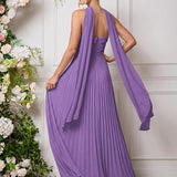 Amélia | Vestido de dama de honor chiffon evasê pregas