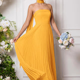 Amélia | Vestido de dama de honor chiffon evasê pregas