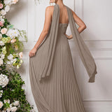 Amélia | Vestido de dama de honor chiffon evasê pregas