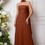 Amélia | Vestido de dama de honor chiffon evasê pregas