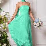 Amélia | Vestido de dama de honor chiffon evasê pregas