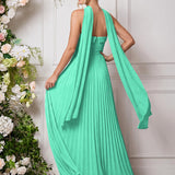 Amélia | Vestido de dama de honor chiffon evasê pregas