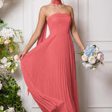Amélia | Vestido de dama de honor chiffon evasê pregas