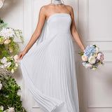 Amélia | Vestido de dama de honor chiffon evasê pregas