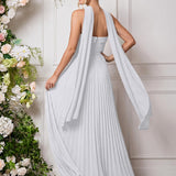 Amélia | Vestido de dama de honor chiffon evasê pregas