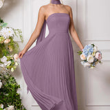 Amélia | Vestido de dama de honor chiffon evasê pregas