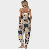 Sofia - Calça Jardineira Estampada Confortável