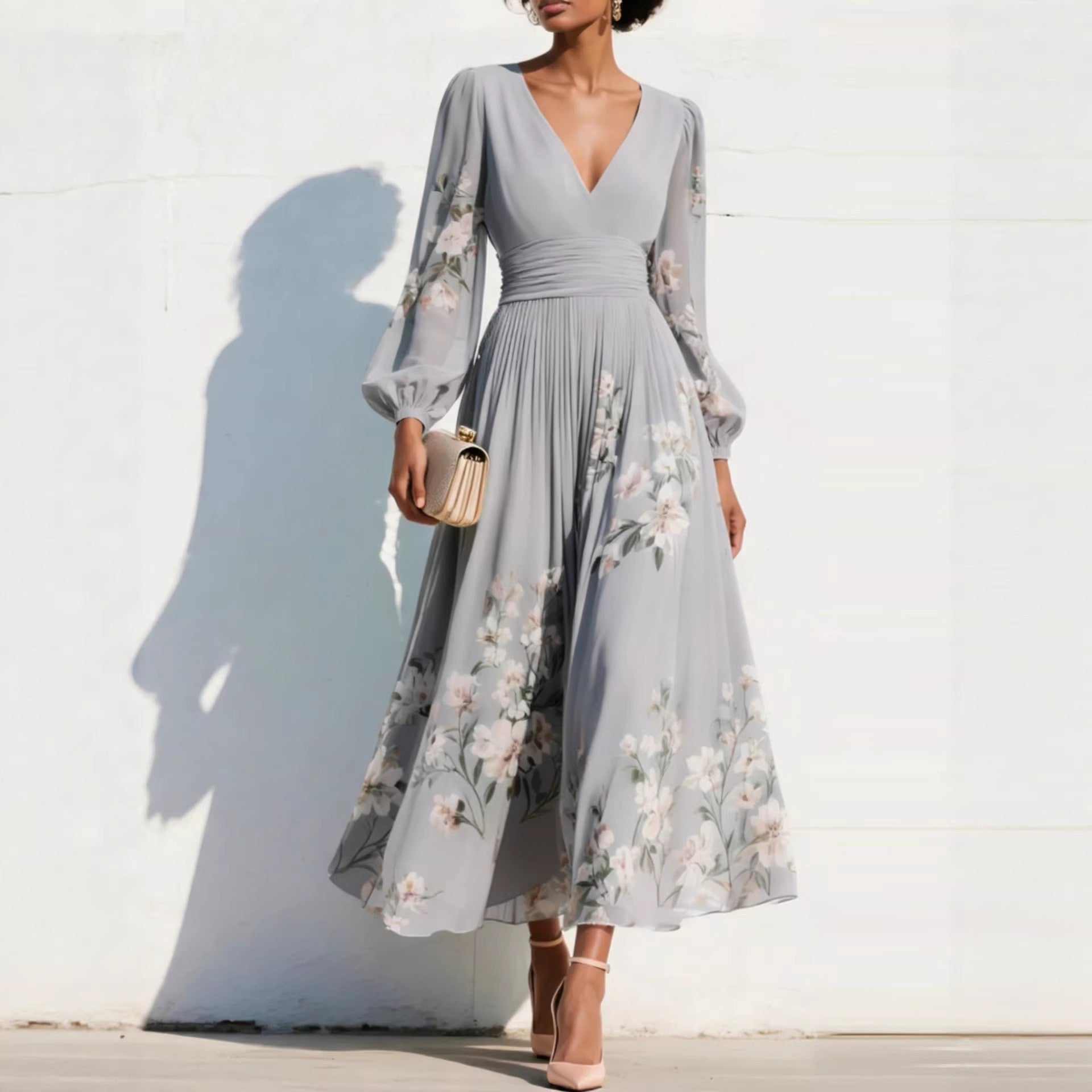 Denise | Vestido Midi com Mangas Balão
