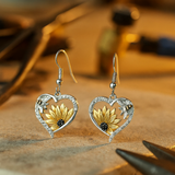 Boucles d'oreilles pendantes Cœur Tournesol et Abeille Boho Vintage