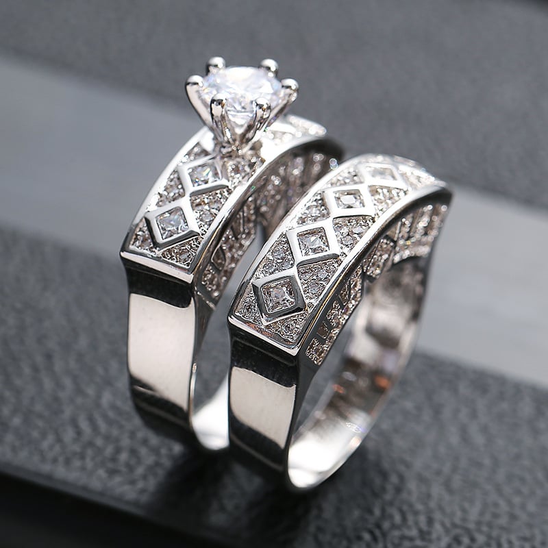 Conjunto de Anéis Zircónia Fina