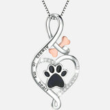 Collier Patte de Chien Chanceuse avec Cœur, Os et Infini – Pendentif « Toujours dans Mon Cœur »